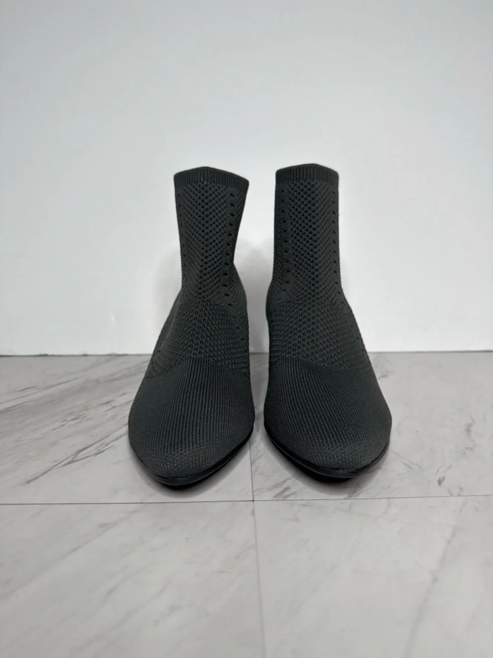 Eileen Fisher Honey Gray Knit Stretch Bootie 9 1/2 - Picture 2 of 13